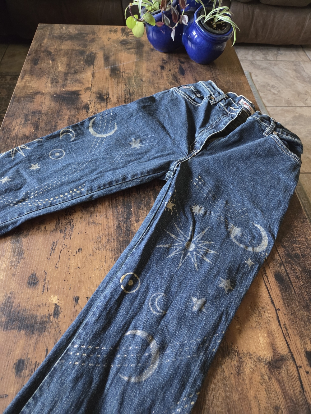 Miss Sixty Dark Blue Bootcut Jeans with Moon & Star Print